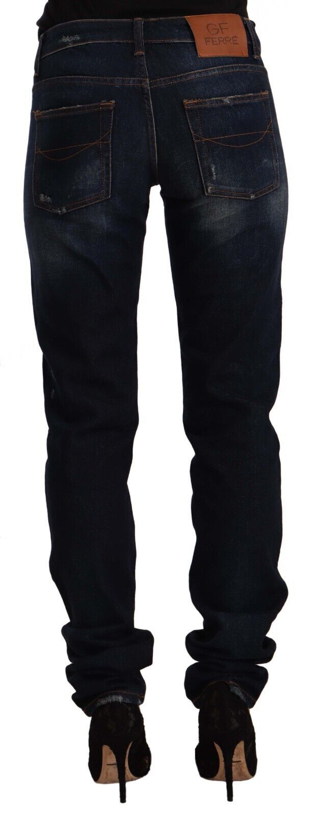 GF Ferre donkerblauwe gewassen skinny jeans van katoen met middelhoge taille