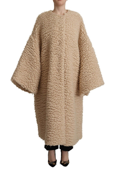 Dolce &amp; Gabbana beige kasjmier wol imitatiebont jas