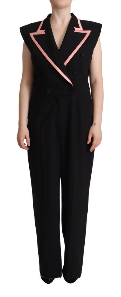 Dolce &amp; Gabbana zwarte mouwloze jumpsuitjurk van wolmix