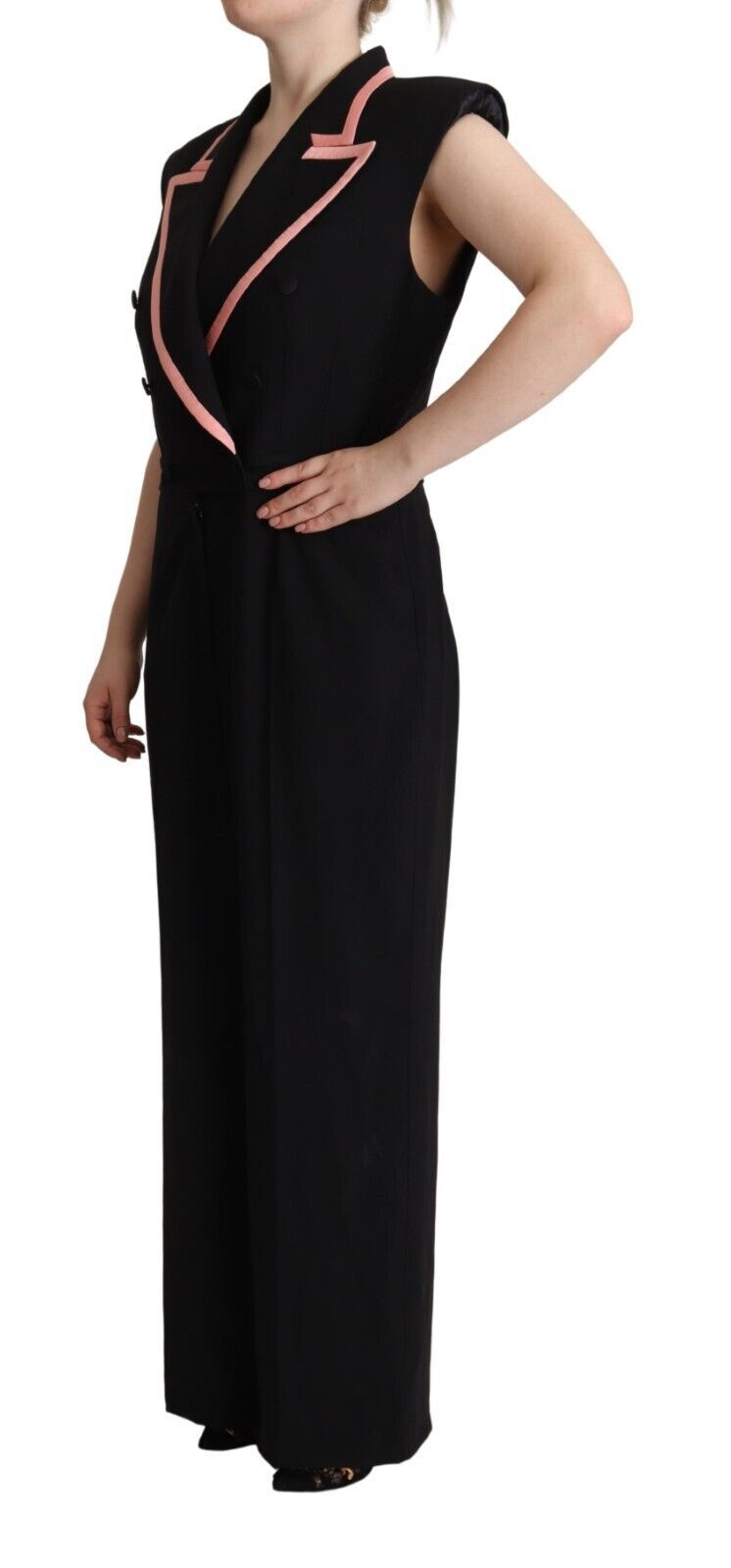 Dolce &amp; Gabbana zwarte mouwloze jumpsuitjurk van wolmix