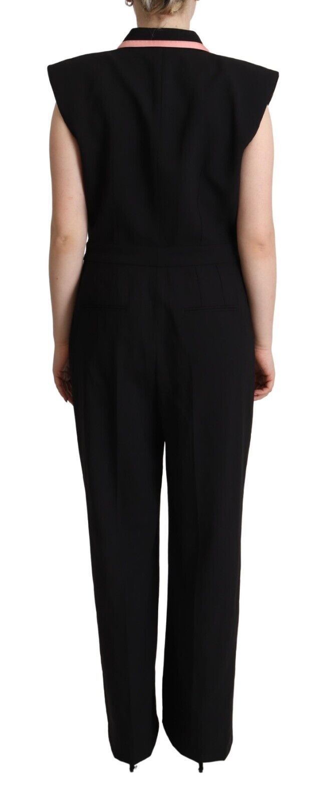 Dolce &amp; Gabbana zwarte mouwloze jumpsuitjurk van wolmix