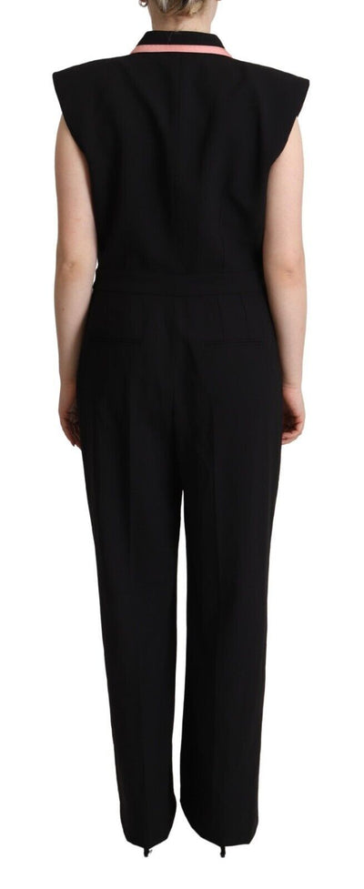 Dolce &amp; Gabbana zwarte mouwloze jumpsuitjurk van wolmix