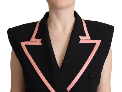 Dolce &amp; Gabbana zwarte mouwloze jumpsuitjurk van wolmix