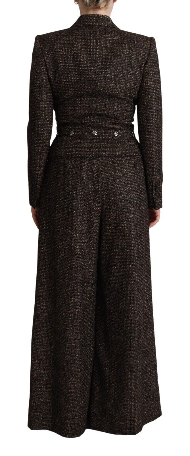 Dolce &amp; Gabbana Ensemble veste et pantalon 2 pièces en laine marron foncé à boutonnage simple