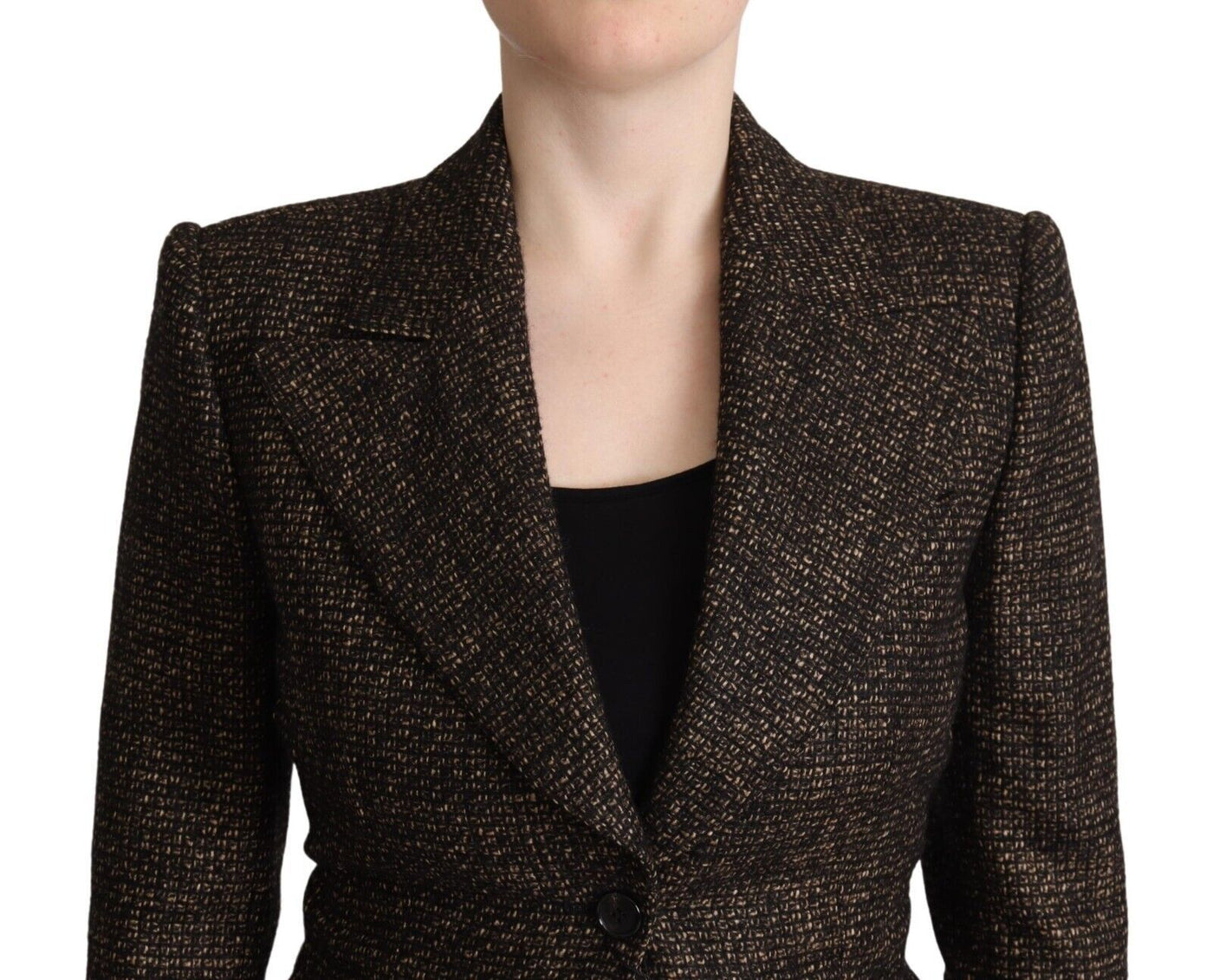 Dolce &amp; Gabbana Ensemble veste et pantalon 2 pièces en laine marron foncé à boutonnage simple