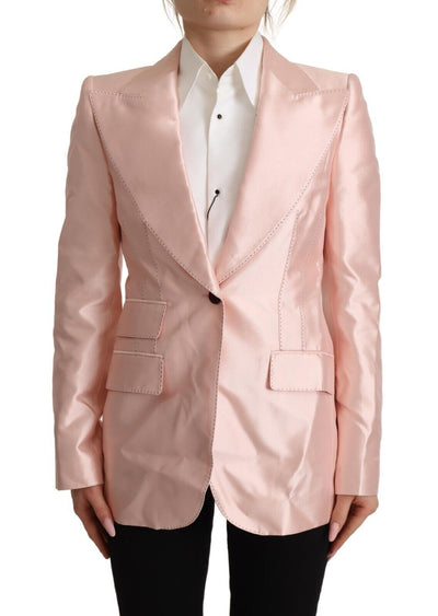 Dolce &amp; Gabbana Veste blazer à manches longues en satin rose