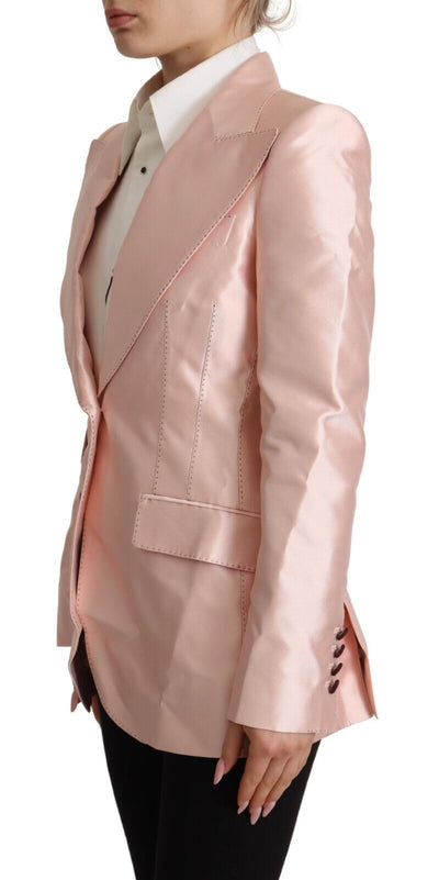 Dolce &amp; Gabbana Veste blazer à manches longues en satin rose