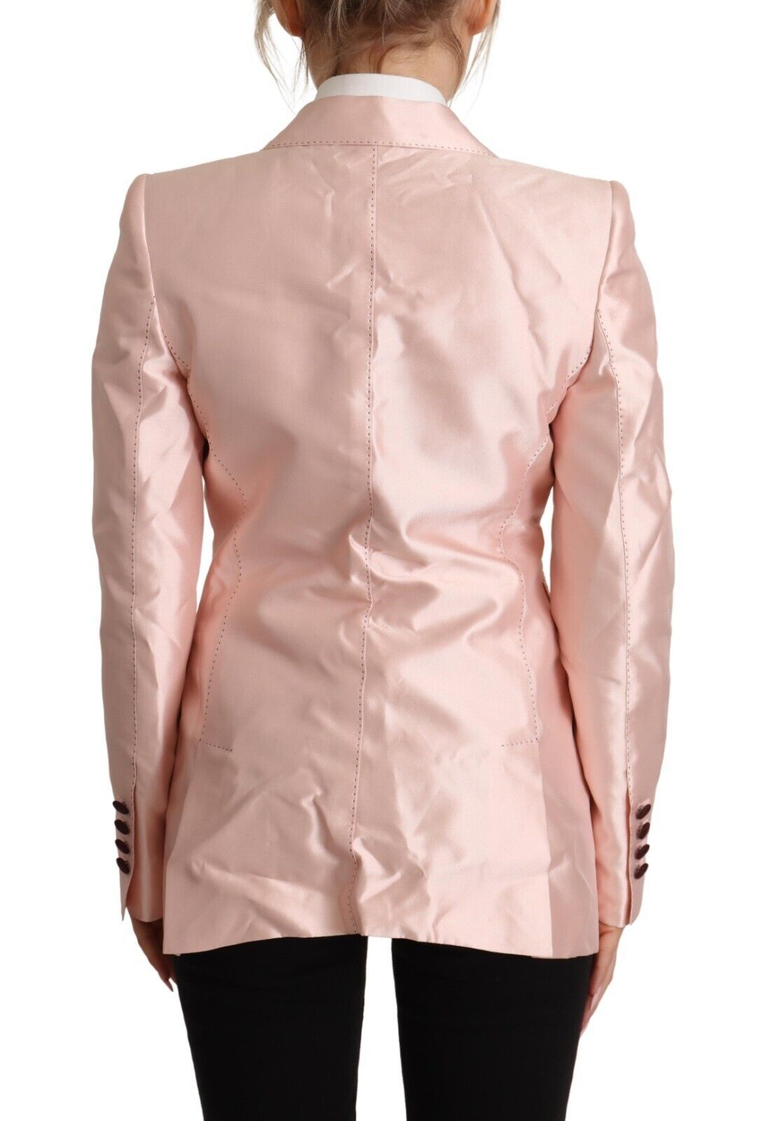 Dolce &amp; Gabbana Veste blazer à manches longues en satin rose