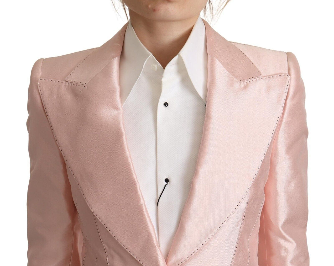 Dolce &amp; Gabbana Veste blazer à manches longues en satin rose