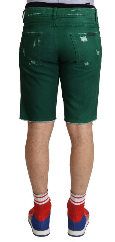 Bermuda en denim vert pour homme Dolce &amp; Gabbana en coton déchiré