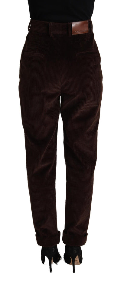 Dolce &amp; Gabbana Bordeaux Corduroy Katoenen Broek Taps Toelopende Broek