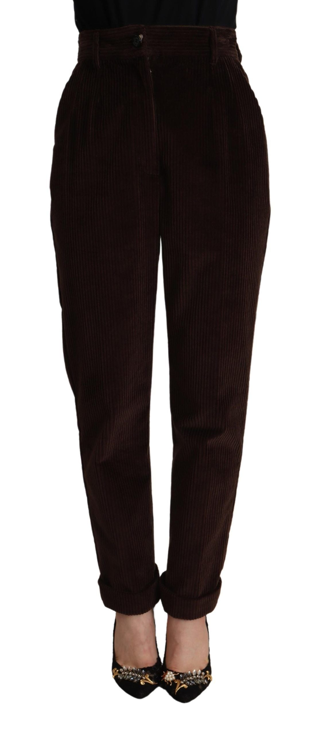 Dolce &amp; Gabbana Bordeaux Corduroy Katoenen Broek Taps Toelopende Broek