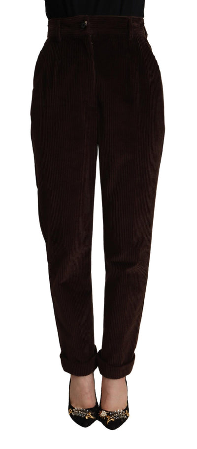 Dolce &amp; Gabbana Bordeaux Corduroy Katoenen Broek Taps Toelopende Broek