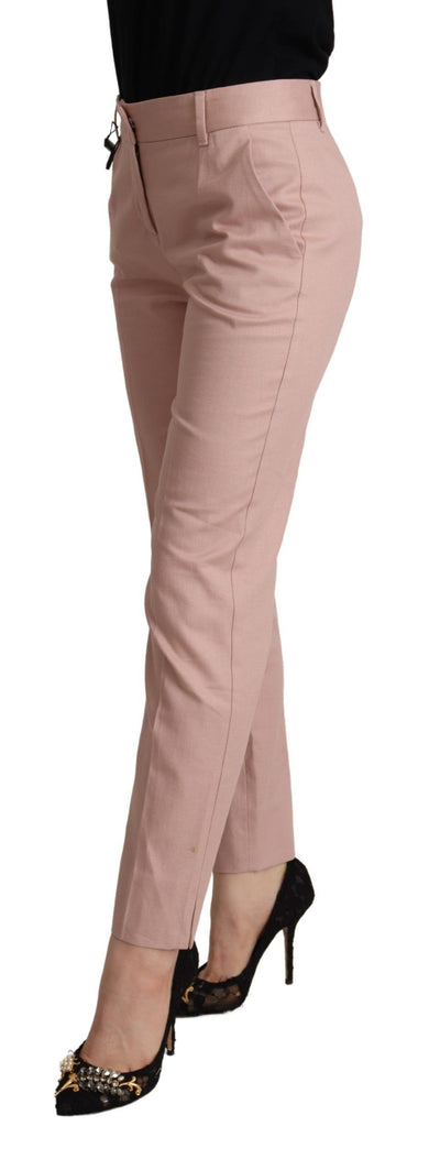 Dolce &amp; Gabbana roze katoenen broek met middelhoge taille en taps toelopende pijpen