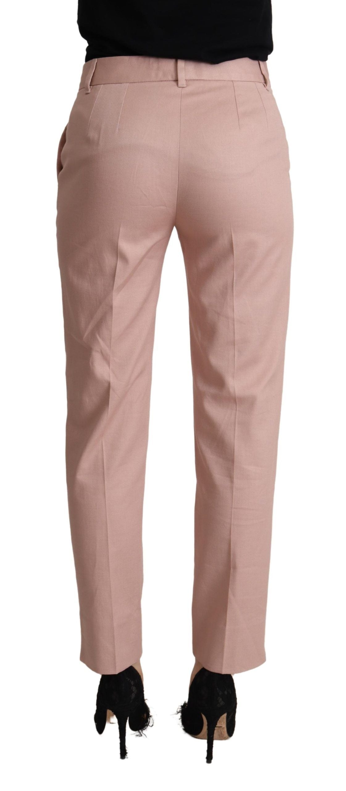 Dolce &amp; Gabbana roze katoenen broek met middelhoge taille en taps toelopende pijpen