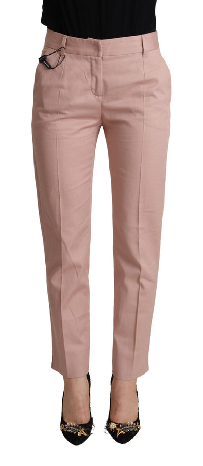 Dolce &amp; Gabbana roze katoenen broek met middelhoge taille en taps toelopende pijpen