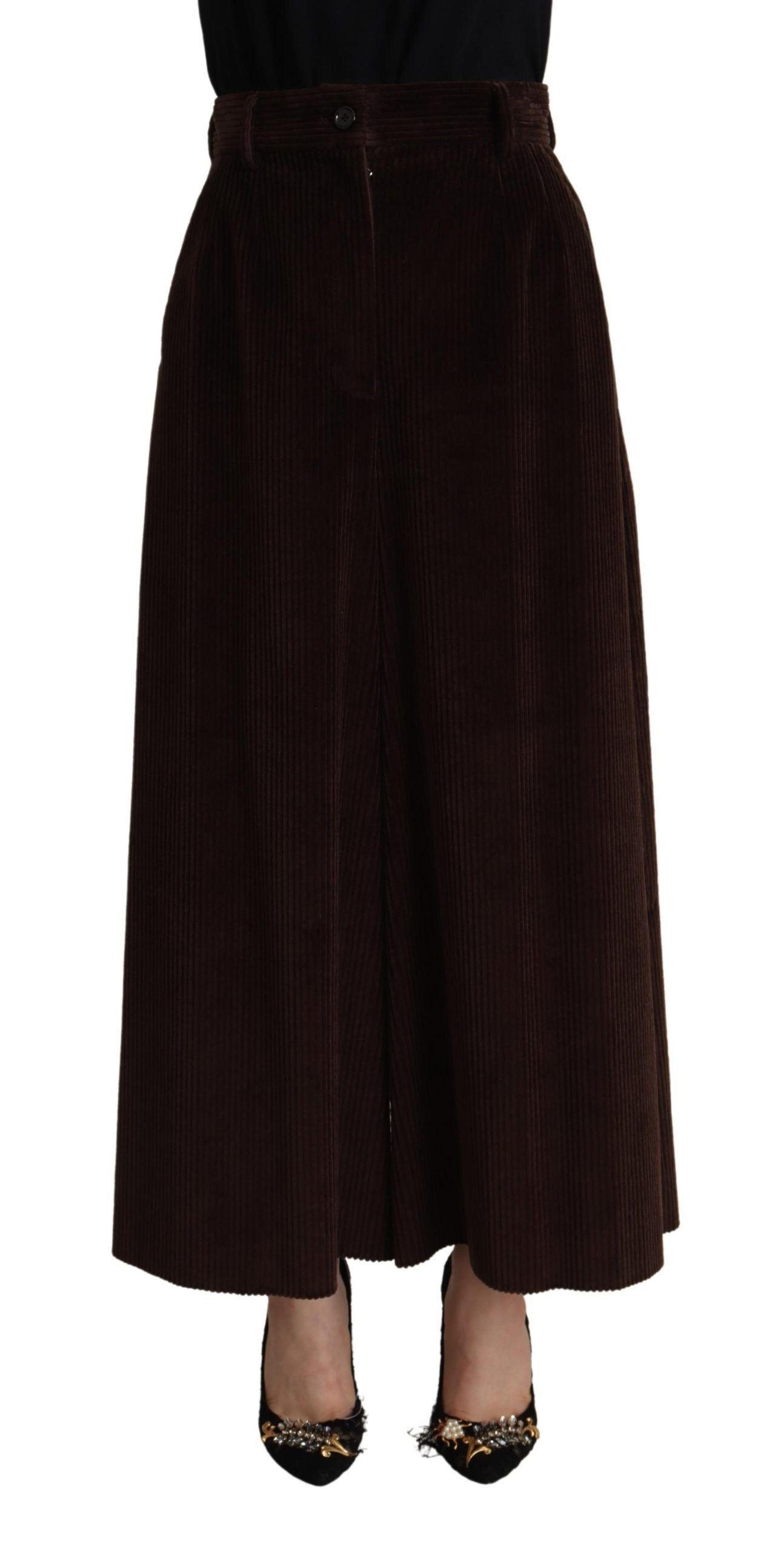 Dolce &amp; Gabbana Bordeaux Corduroy Katoenen Broek Wijde Pijpen