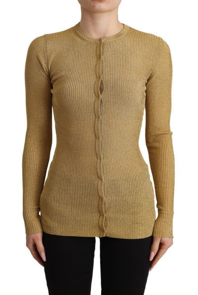Pull cardigan à boutons en viscose mélangée dorée Dolce &amp; Gabbana