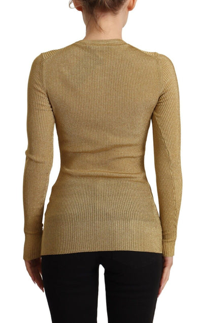 Pull cardigan à boutons en viscose mélangée dorée Dolce &amp; Gabbana