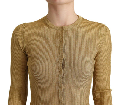 Pull cardigan à boutons en viscose mélangée dorée Dolce &amp; Gabbana