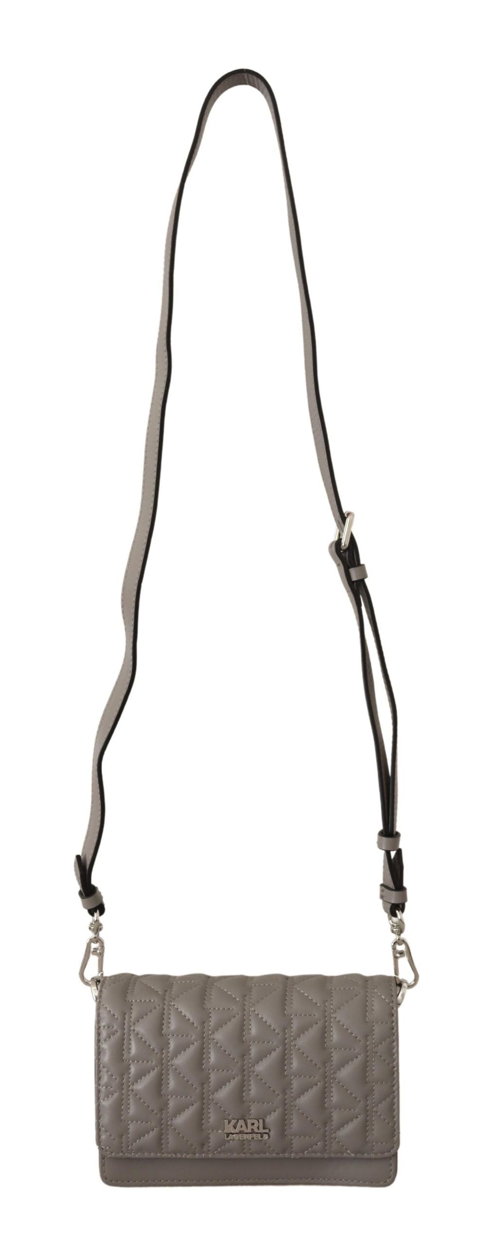 Sac bandoulière élégant en cuir gris Karl Lagerfeld