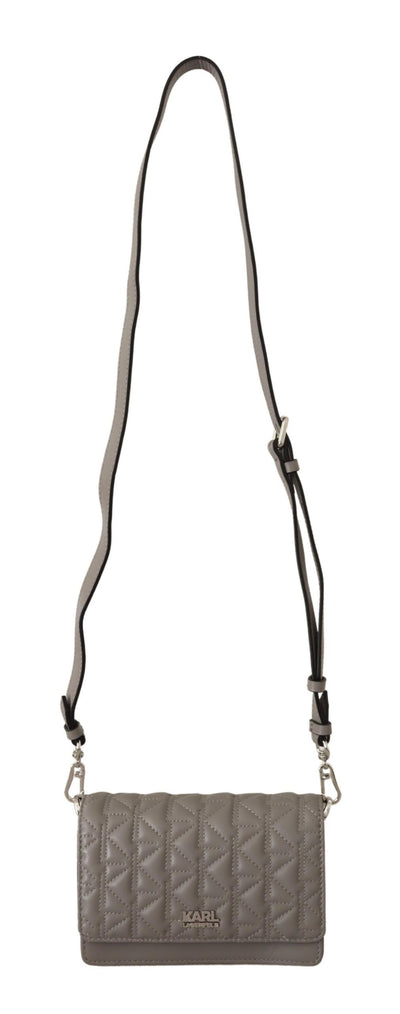 Sac bandoulière élégant en cuir gris Karl Lagerfeld