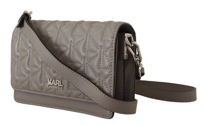 Sac bandoulière élégant en cuir gris Karl Lagerfeld