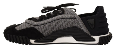 Dolce & Gabbana Black Gray Fabric Lace Up NS1 Sneakers Shoes