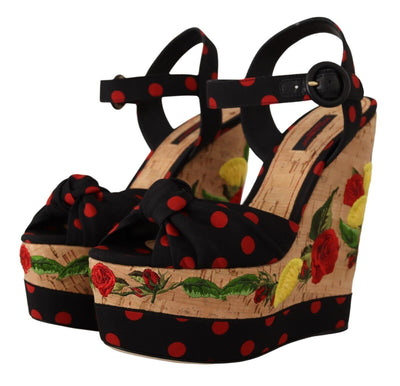 Dolce &amp; Gabbana Multicolor Platform Wedges Sandalen Charmeuse Schoenen