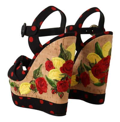 Dolce &amp; Gabbana Multicolor Platform Wedges Sandalen Charmeuse Schoenen