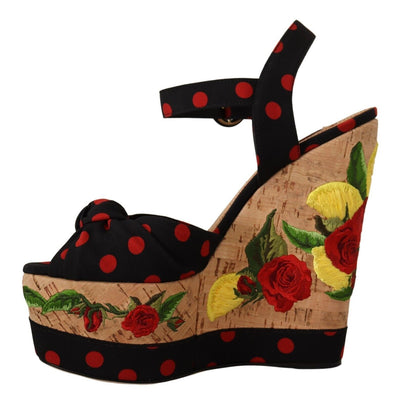 Dolce &amp; Gabbana Multicolor Platform Wedges Sandalen Charmeuse Schoenen