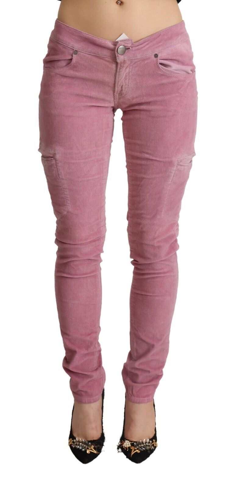 Jean cargo skinny taille basse en coton rose Acht