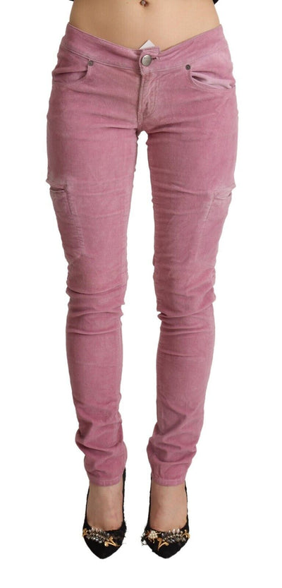 Jean cargo skinny taille basse en coton rose Acht