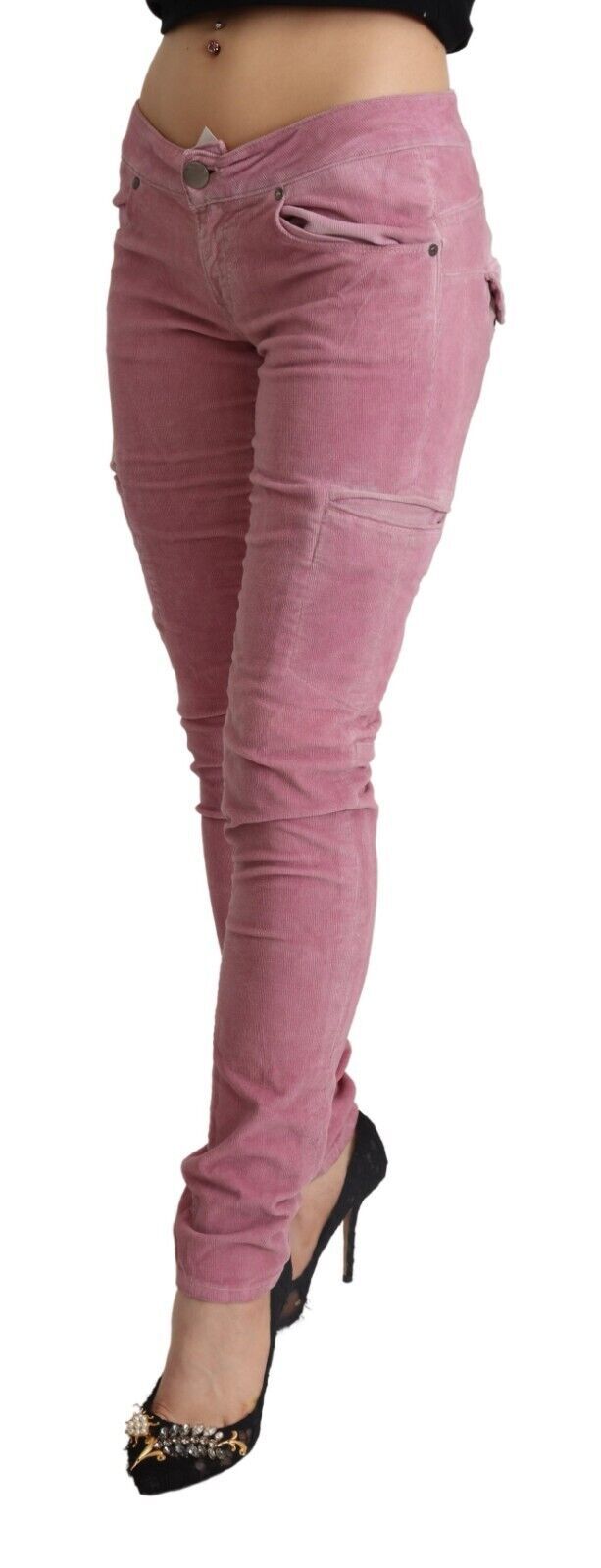 Jean cargo skinny taille basse en coton rose Acht