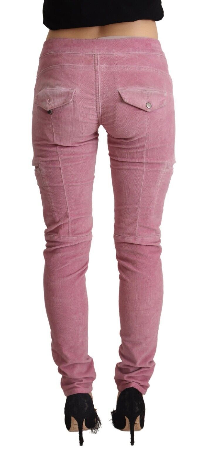 Jean cargo skinny taille basse en coton rose Acht