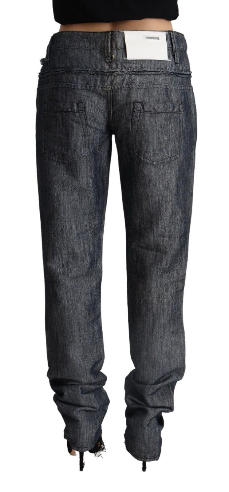 Jean droit en denim gris foncé Acht, taille moyenne et large, en ramie