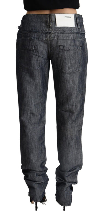 Jean droit en denim gris foncé Acht, taille moyenne et large, en ramie