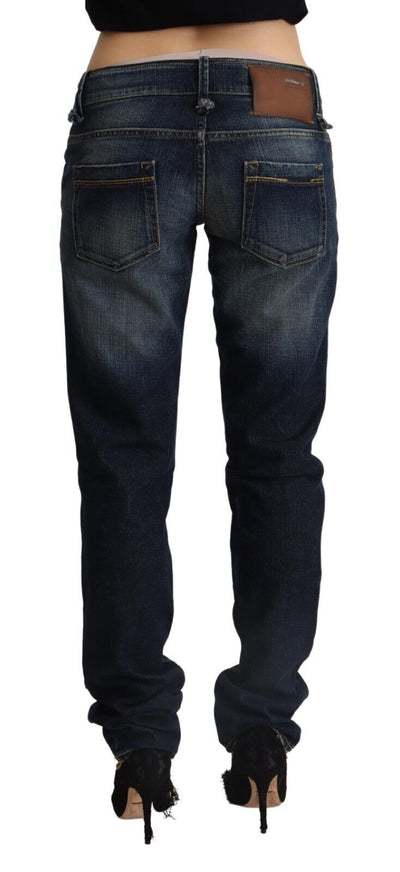 Jean skinny taille basse en coton délavé bleu foncé Acht