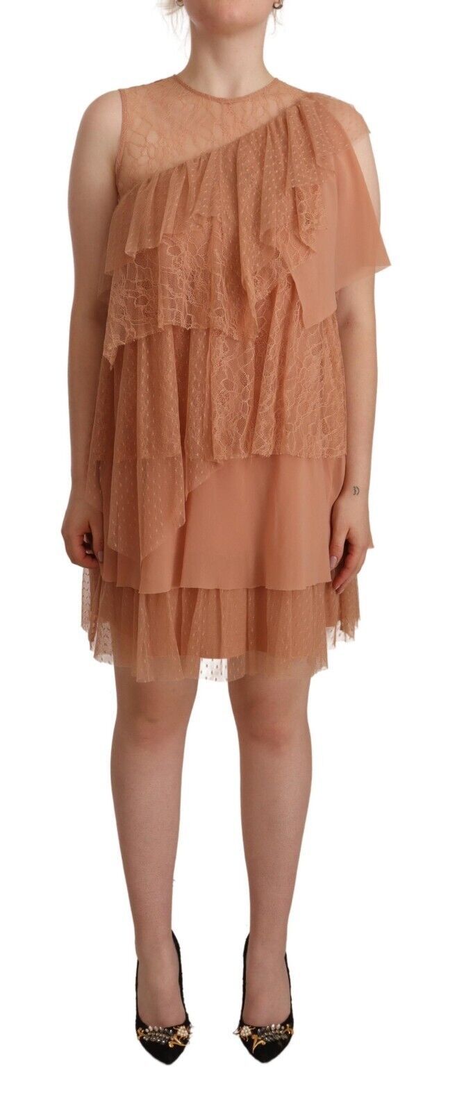 Robe courte droite sans manches en dentelle rose Liu Jo