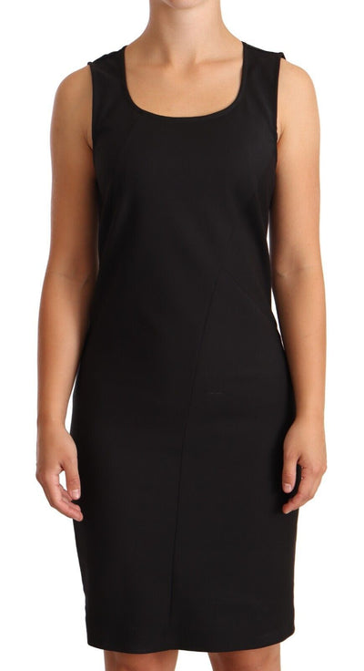 Robe fourreau sans manches en coton mélangé noir Patrizia Pepe, longueur genou