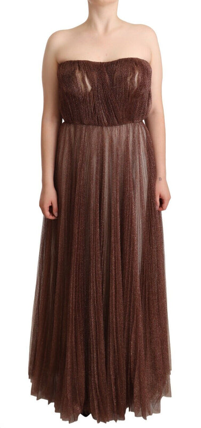 Robe longue en polyester bronze métallisé Dolce &amp; Gabbana