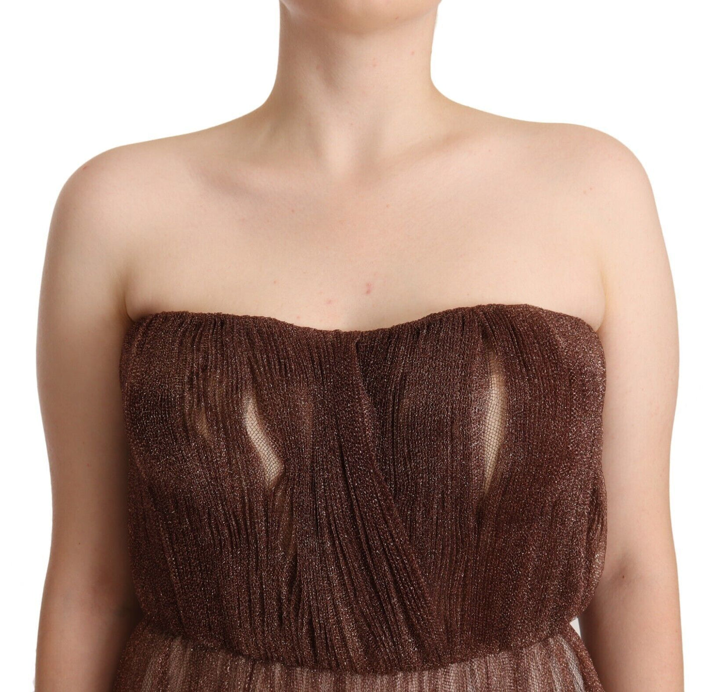 Robe longue en polyester bronze métallisé Dolce &amp; Gabbana