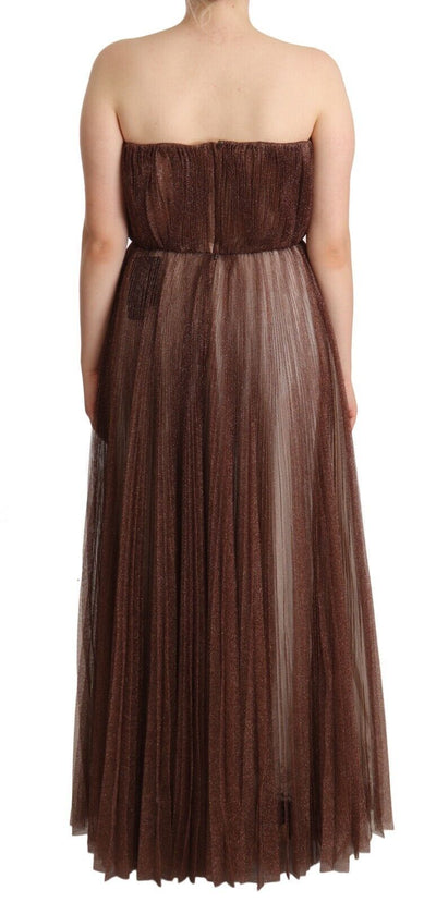 Robe longue en polyester bronze métallisé Dolce &amp; Gabbana
