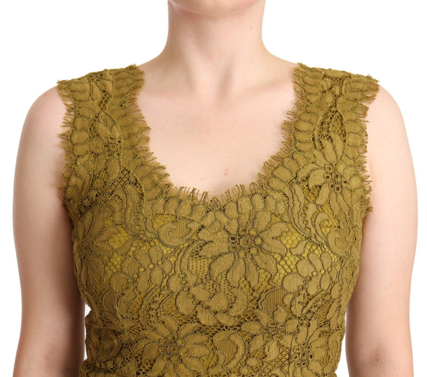 Robe longue en dentelle florale marron Dolce &amp; Gabbana