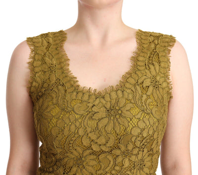 Robe longue en dentelle florale marron Dolce &amp; Gabbana