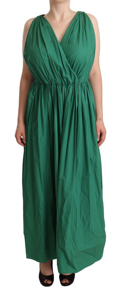 Robe sans manches à col en V en coton vert Dolce &amp; Gabbana