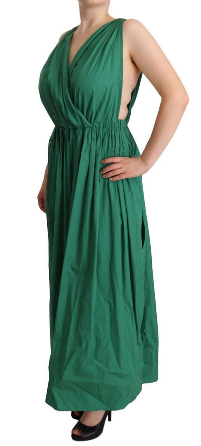 Robe sans manches à col en V en coton vert Dolce &amp; Gabbana
