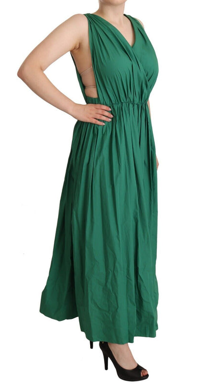 Robe sans manches à col en V en coton vert Dolce &amp; Gabbana