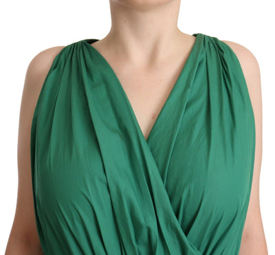 Robe sans manches à col en V en coton vert Dolce &amp; Gabbana