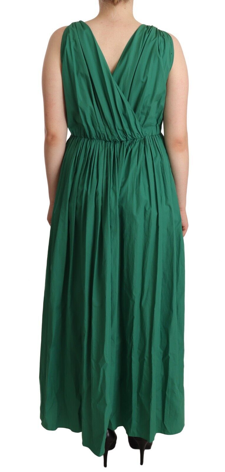 Robe sans manches à col en V en coton vert Dolce &amp; Gabbana